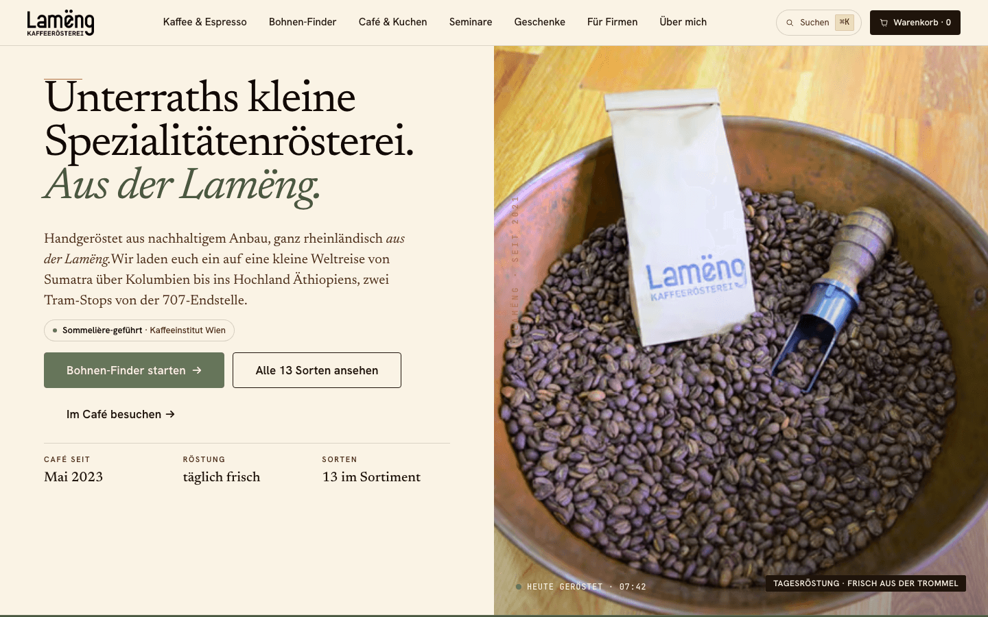 Rösterei Lameng Website